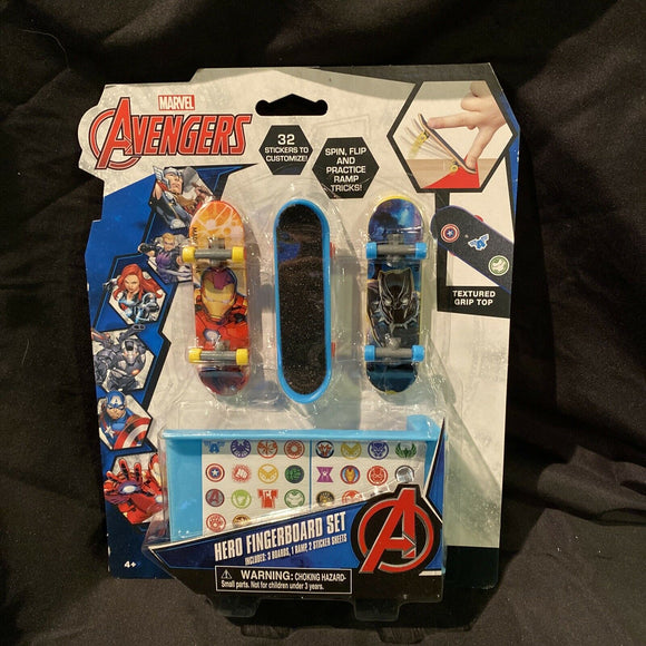 Marvel Avengers Fingerboard Set - 3 Pack, 1 Ramp and 32 Stickers