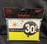 Life Is Great 30th Invitation 8 count Cards and Envelopes