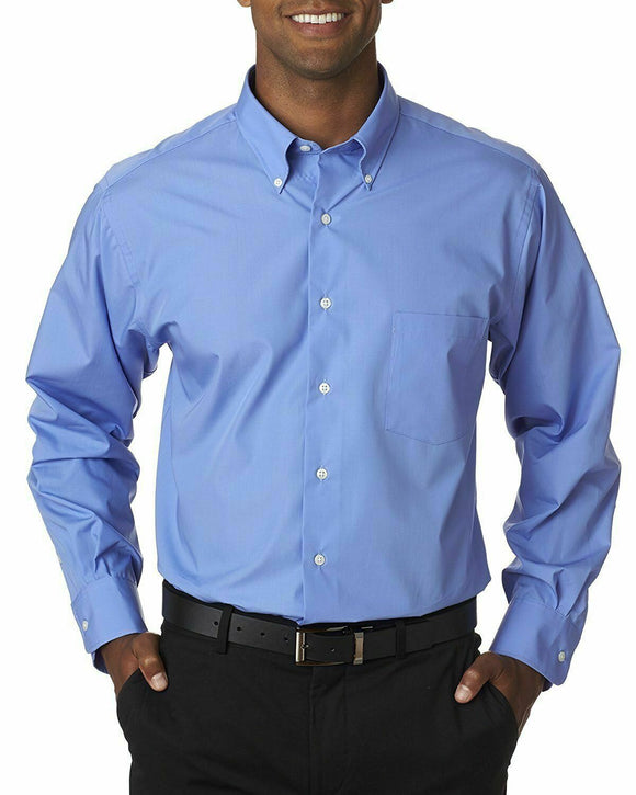 Van Heusen Men's 13V0113 Long-Sleeve Silky Poplin  Shirt - Periwinkle L NEW