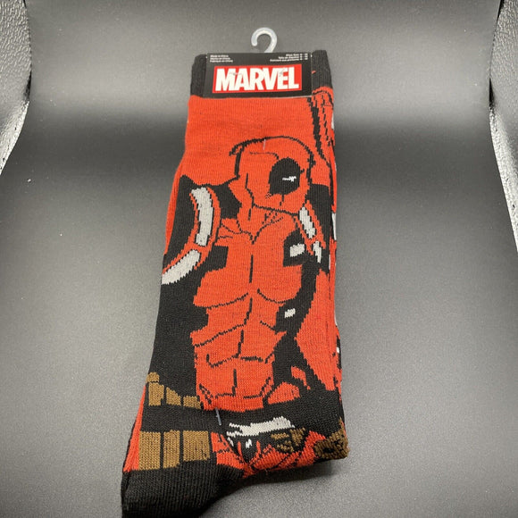Marvel Deadpool Mens Novelty Socks 2 Pairs Sz 6-12
