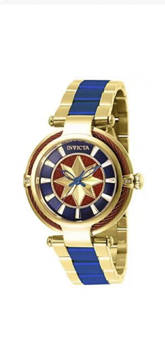 Invicta Women's 28832 Marvel Quartz 3 Hand Blue, Red, Gold Dial Watch
