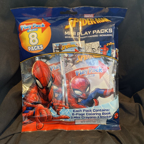 Marvel Spiderman Mini Play Packs 8PCS Coloring Books & Crayons