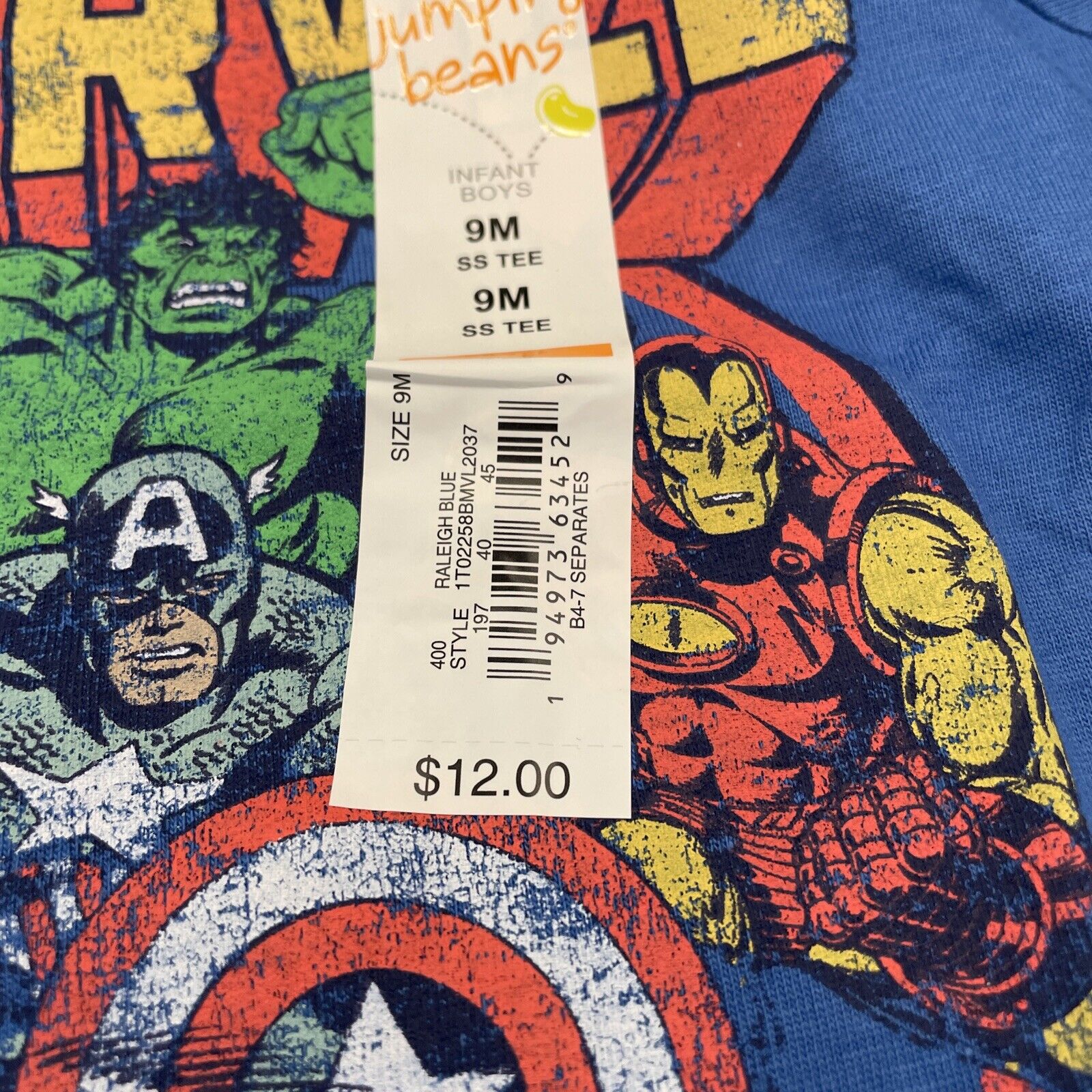 Jumping Beans Marvel Nwt Baby Boy 9M T-Shirt Spider Man Iron Man Captain America Hulk Clothes, Infant Boy's, Blue