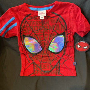 Marvel Spiderman Tshirt w/ Silver Metallic Eyes Size 2T