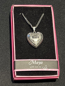 Heart Picture Locket With Love Necklace 16-18" Chain Maya