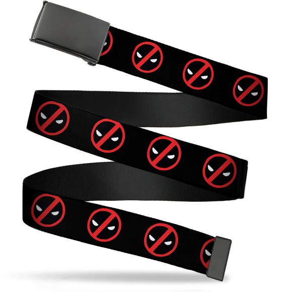 Black Buckle Web Belt - Deadpool Logo2- WDP047