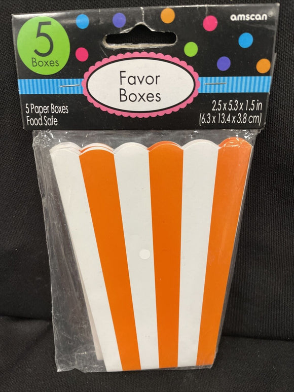 Orange Striped Candy Buffet Popcorn Treat Boxes 5 Count