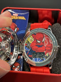 Spiderman Spinner Flip Cover LCD Youth Watch W/ Red  Band In Collectable Box