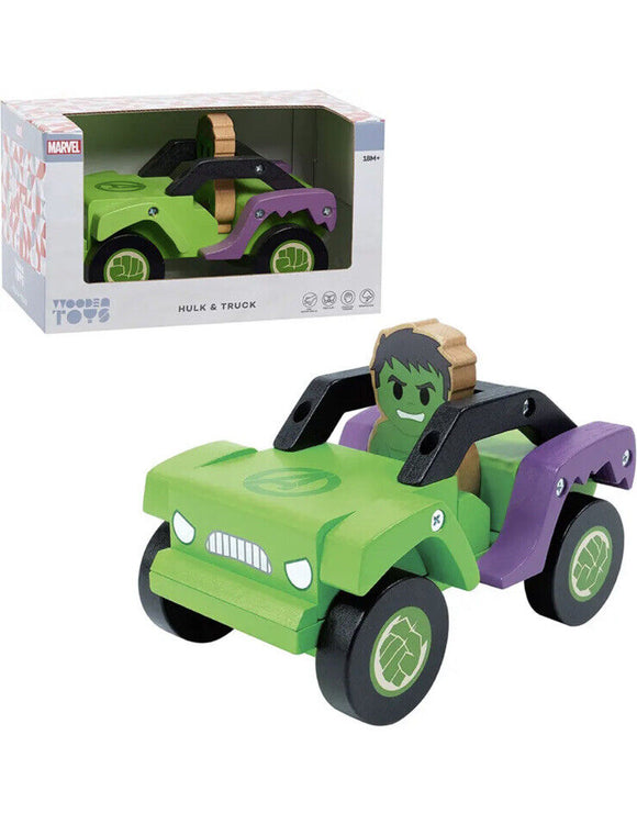 Marvel Just Play Disney Wooden Toys Hulk and Truck, Figure Vehicle, Kids Toys...