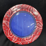 Western Plates 7" Dessert Plates Red Paisley Plates Western Party 8Ct