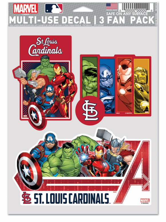 St. Louis Cardinals Marvel Multi-Use Decal 3 Fan Pack