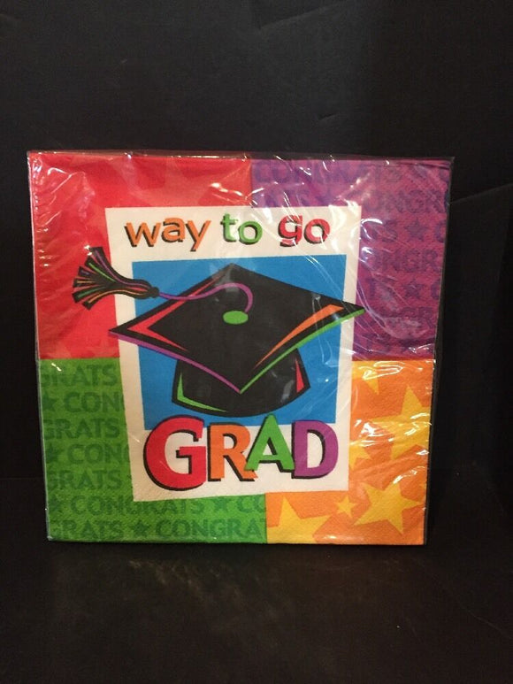 Trend Setters Luncheon Napkins 20 Ct Way To Go Grad NEW