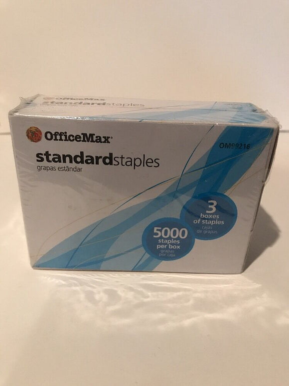 OfficeMax Standard Staples 3 Boxes of 5,000 -  NEW!