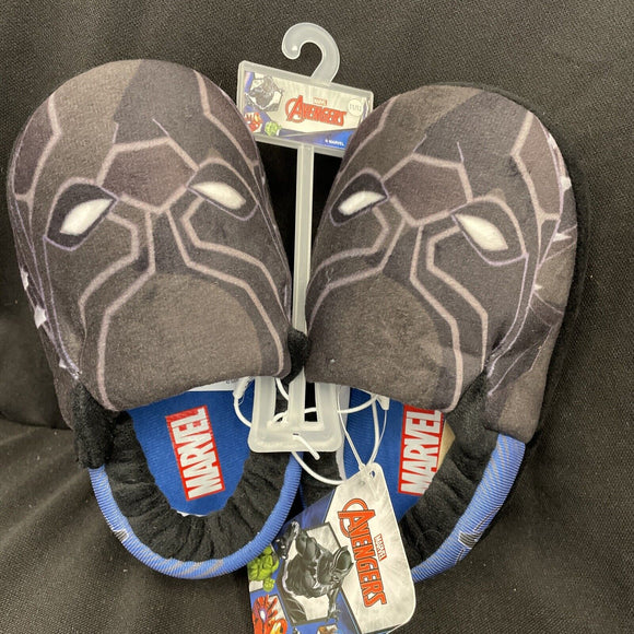 BLACK PANTHER MARVEL AVENGERS Boys Foam No Slip Plush Slippers Size 11/12