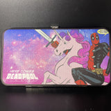 Buckle Down Marvel Deadpool On Unicorn Here Comes Deadpool + Tutu Galaxy Hinged Wallet