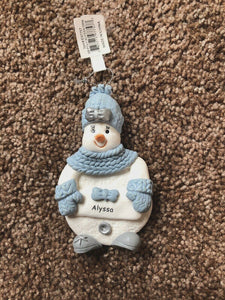 Snow Buddies Alyssa Personalized Snowman Ornament NEW
