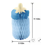 Blue Baby Bottle Baby Shower Honeycomb Centerpieces  4 Pcs