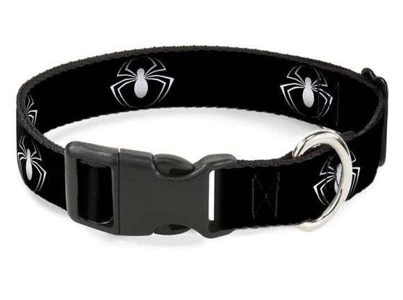 Buckle Down Spider Logo Blk/white Dog Collar WSPD038 Plastic Closure Sz L Marvel