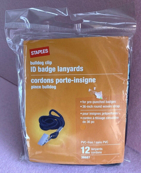 Staples Bulldog Clip Lanyards / ID Badge, 36 in (91.4 cm) 12 Count