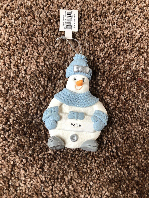Snow Buddies Faith Personalized Snowman Ornament NEW