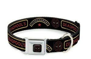 Marvel Deadpool Chimichangas Logo Seatbelt Collar 1”wide Small 9”-15”