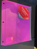 Office Depot Pink Transparent Binder Pocket w/ Zipper Closure New