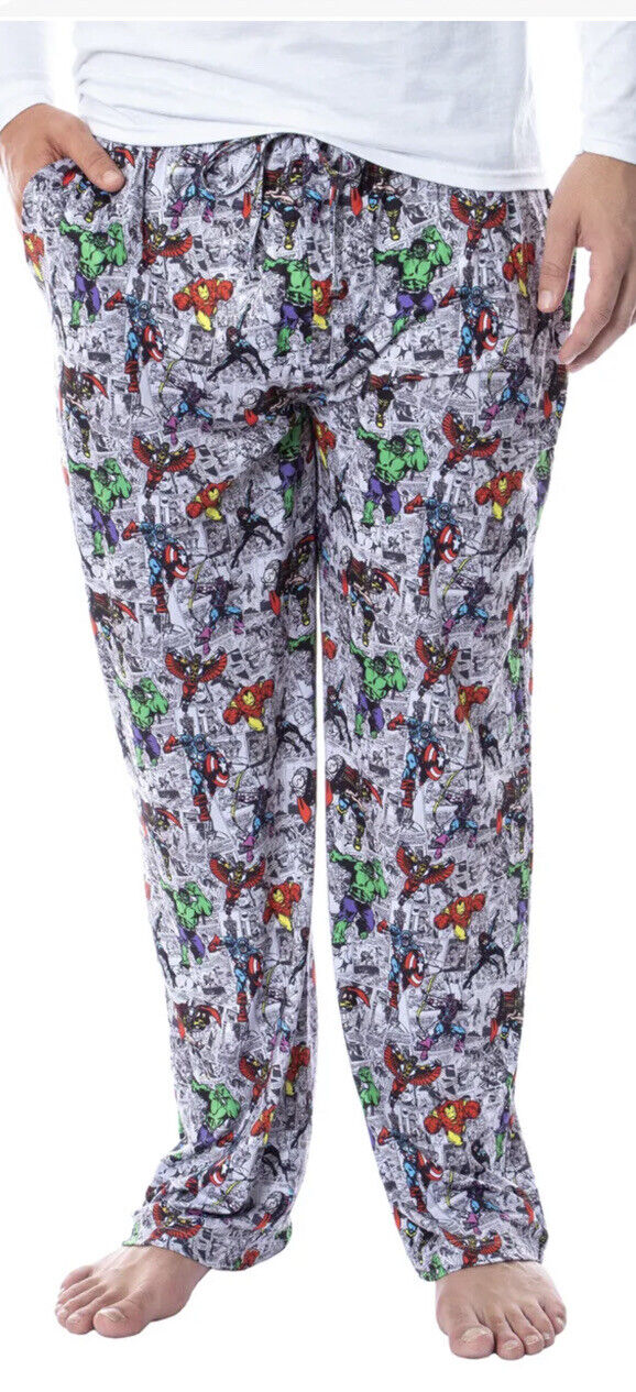 Marvel Mens' The Avengers Vintage Superhero Comic Sleep Pajama Pants Size Large