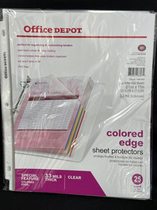 Office Depot Colored Edge Sheet Protectors 25Ct