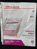 Office Depot Colored Edge Sheet Protectors 25Ct
