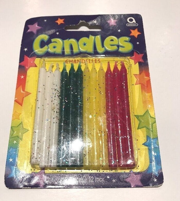 Amscan Glitter Candles Caketop Decorations of 12  NEW