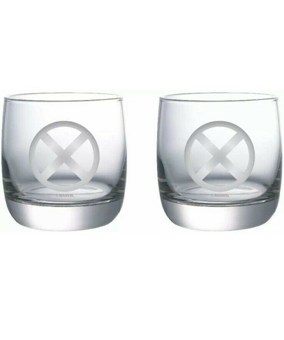 Marvel Glass Set - Set of 2 Collectible Gift Glasses with X-Men Logo - 10 oz
