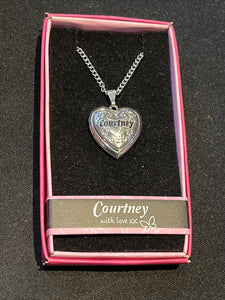 Heart Picture Locket With Love Necklace 16-18" Chain Courtney