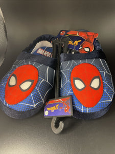 Spiderman Face Pose On Web Plush Foam Toddler Slippers No Slip Bottom SizeL 9/10 Marvel