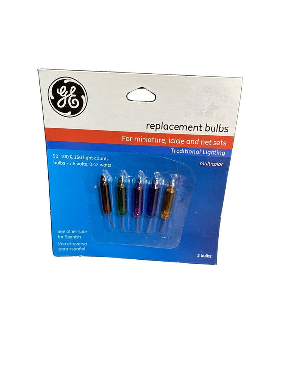 5 total GE MULTI COLOR replacement icicle & net sets bulbs 2.5 volts 0.42 watts