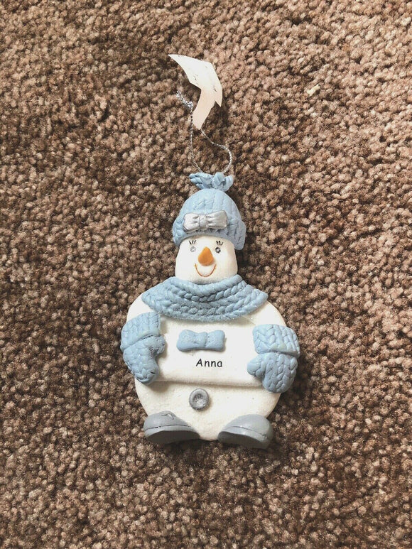 Snow Buddies Anna Personalized Snowman Ornament NEW