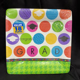 Colorful Commencement Congrats Grad Graduation Party 10" Square Banquet Plates