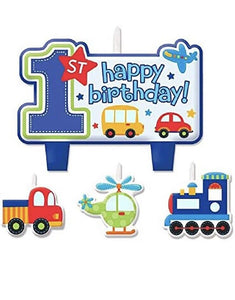 All Aboard Boys 1st Birthday Candles Cake Topper Decorations 4 Piece New