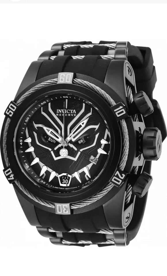 Invicta Men 53mm Marvel Black Panther Black, Silver Dial Chrono Quartz SS Watch