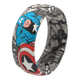 Groove Life CAPTAIN AMERICA BLACK AND WHITE COMIC RING Size 10 Silicone NEW