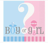 24 Gender Reveal Napkins Baby Reveal Party, Boy or Girl, Baby Shower Napkins 10"