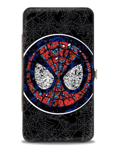 Buckle Down Hinged Wallet Marvel Spiderman Stained Glass Face Pose