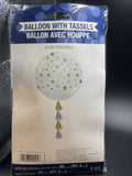 Starry Night 36-inch Latex Balloon with Tassel White Balloon with Stars