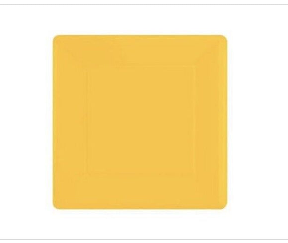 Bright Yellow 10 Square Paper Plates 20 Ct. - Party Supplies