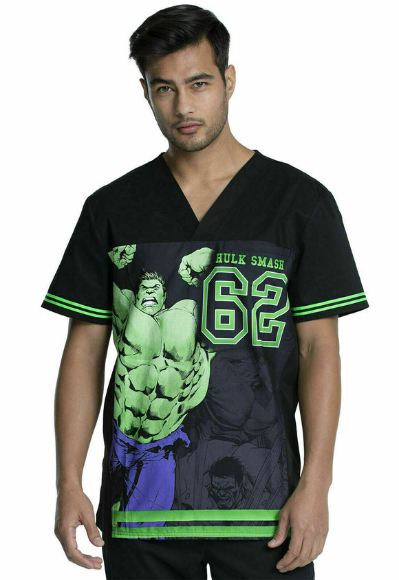 Incredible Hulk Cherokee Scrubs Tooniforms Marvel V Neck Top TF702 MAIX Sz S