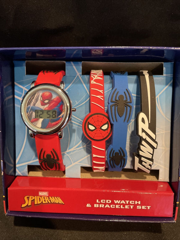 Spiderman LCD Youth Watch & Bracelet Set