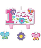 Sweet Girl 1st Birthday Candles Garden Party Cake Topper Decorations 4 Piece