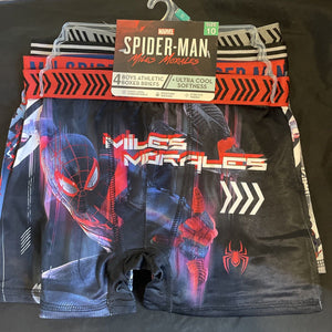 Marvel Spiderman Miles Morales Moisture Wick Sz10 Boys Boxer Briefs 4 Pairs