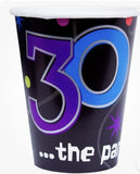 Party Continues Black Over the Hill 30th Birthday Party 9 oz. Paper Cups