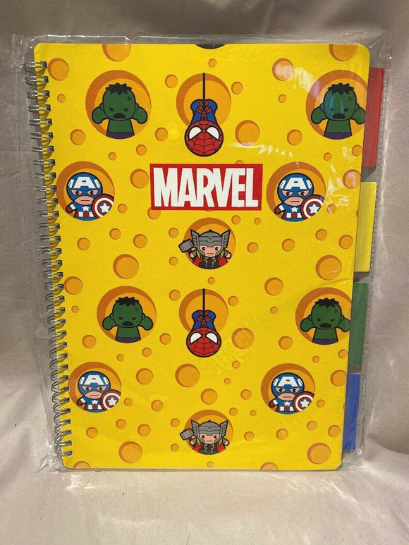 Miniso Spiral Marvel Avenger Kids Yellow Memo Book 8.3”x11.7”x.3” 60 Sheets NEW