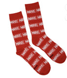 Marvel Brand Logo All Over Mens Crew Socks Sz 6-12